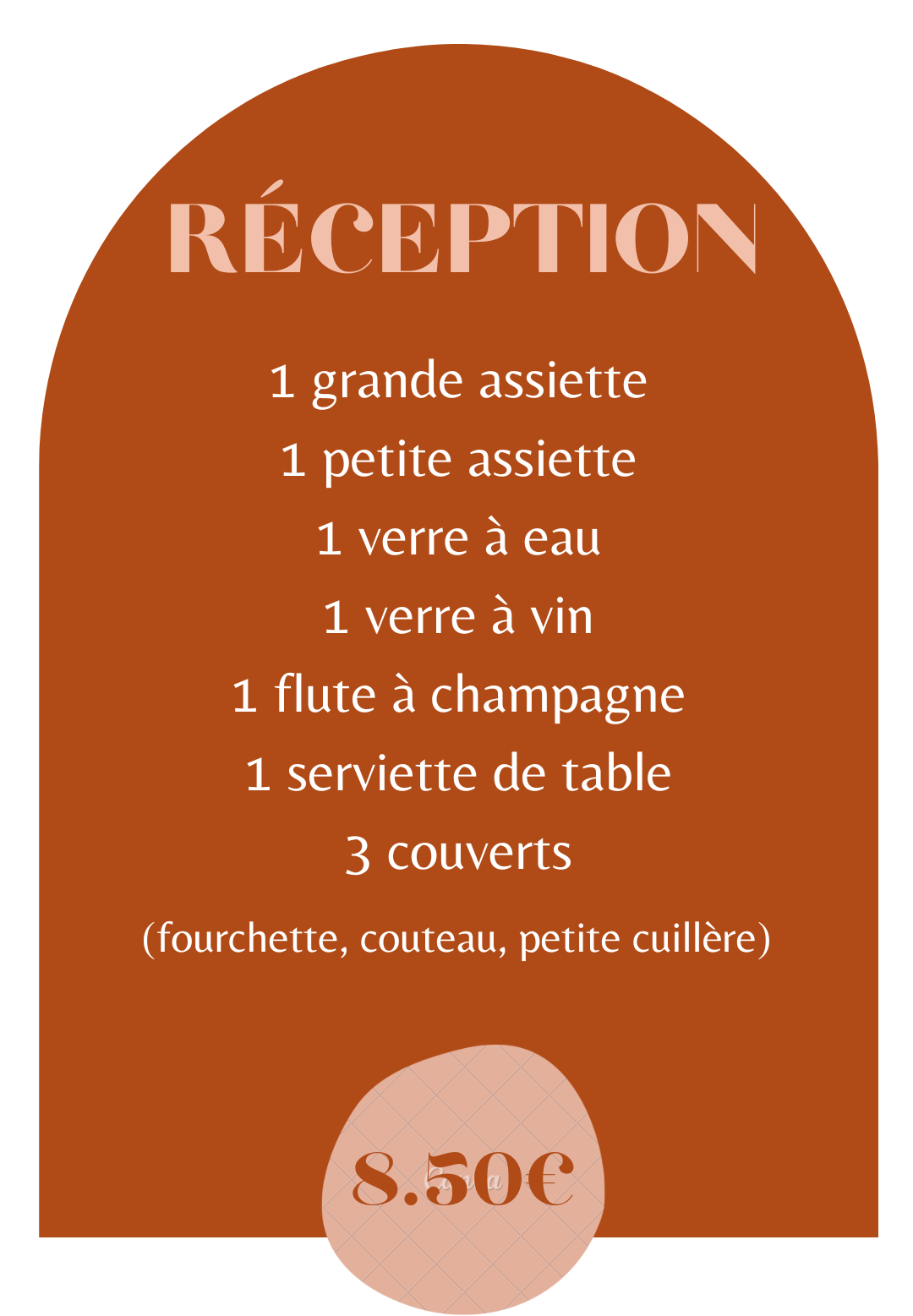 Formule reception location vaisselle